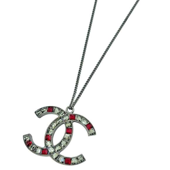 CHANEL Silver Logo Necklace